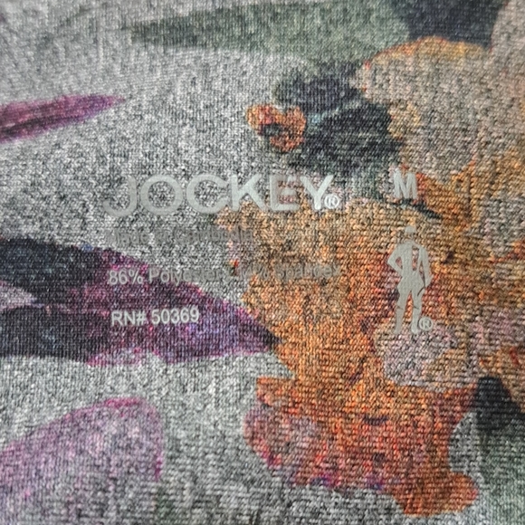 Jockey Sport Floral  Leggings Women size M  color Gray New - Picture 4 of 8